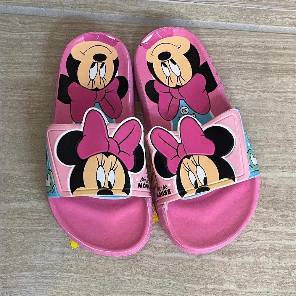 Disney Minnie Mouse NWT Sz 12-13 Pink Kids Slide Sandals